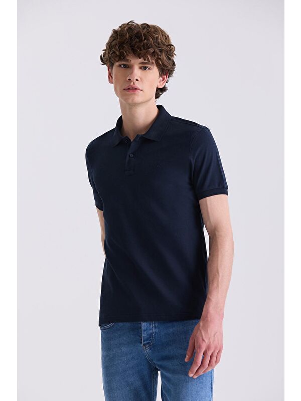 JAKAMEN Lacivert Slim Fit Polo Yaka T-Shirt