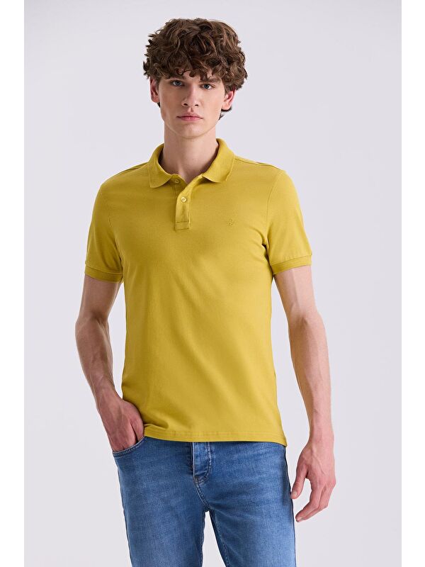 JAKAMEN Koyu Sarı Slim Fit Polo Yaka T-Shirt