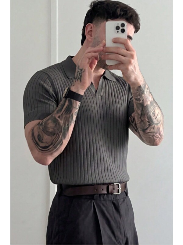 Tarz Cool Premium Fitilli Triko Polo Yaka Erkek Old Money T-Shirt