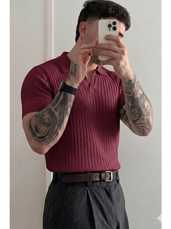 Tarz Cool Premium Fitilli Triko Polo Yaka Erkek Old Money T-Shirt