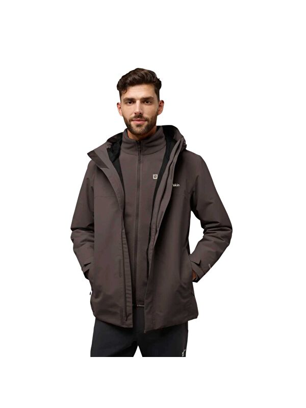 Jack Wolfskin Altenberg 3in1 Erkek Kahverengi Outdoor Ceketi