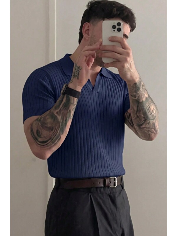 Tarz Cool Premium Fitilli Triko Polo Yaka Erkek Old Money T-Shirt
