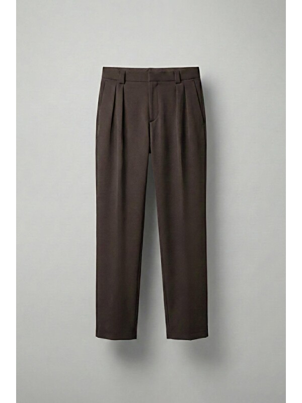 Abluka Online Erkek Baggy Fit Kumaş Pantolon Kahverengi