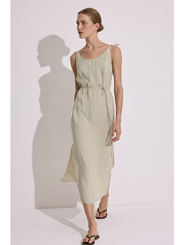 Manuka Modal Askılı Rahat Elbise Çağla