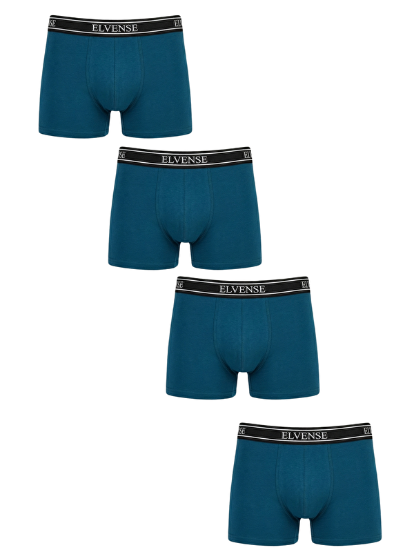 Elvense Erkek Karışık Renk 4'lü Paket % 100 Pamuklu Elastanlı Kutulu Boxer