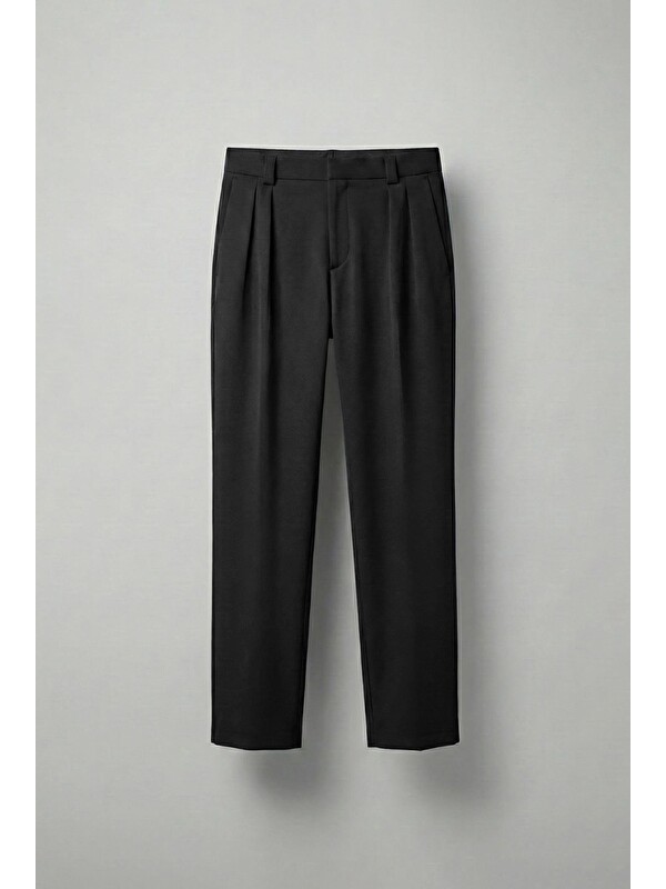Abluka Online Erkek Baggy Fit Kumaş Pantolon Siyah