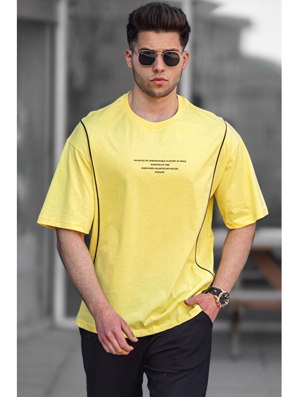 Madmext Sarı Oversize Erkek %100 Pamuk Tişört 5234