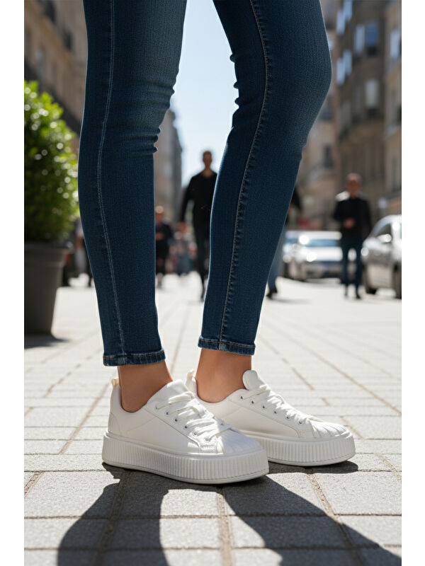 Beyaz Bağcıklı Unisex Spor Ayakkabı Grov 410 G - Görsel 4