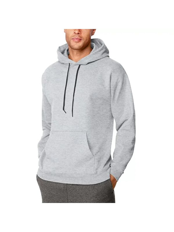 Jane's Erkek Uzun Kol Kapüşonlu Basic Sweatshirt Hoodie - Gri