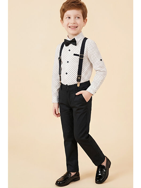 Modanino Erkek Çocuk 4'lü Takım Set (Pantolon+Gömlek+Askılı Kemer+Papyon) 12660