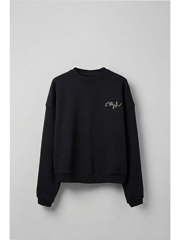 Abluka Online Erkek Premium Nakış Detaylı Limited Sweatshirt Siyah