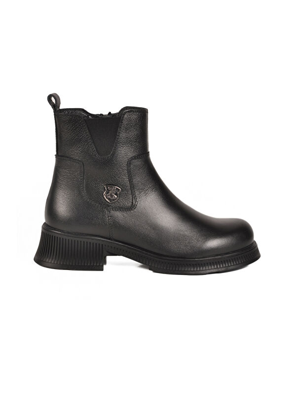 Siyah İçi Polarlı Hakiki Deri Kadın Bot 2452706K Z - Görsel 2