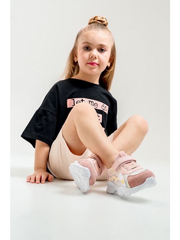 Kız Çocuk Pudra Hakiki Deri Spor Ayakkabı - Görsel 4