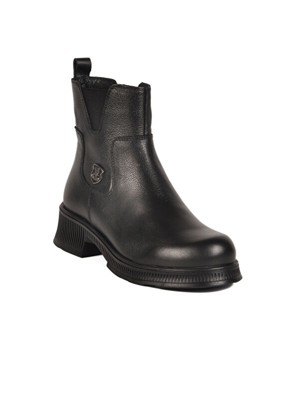 Siyah İçi Polarlı Hakiki Deri Kadın Bot 2452706K Z - Görsel 4