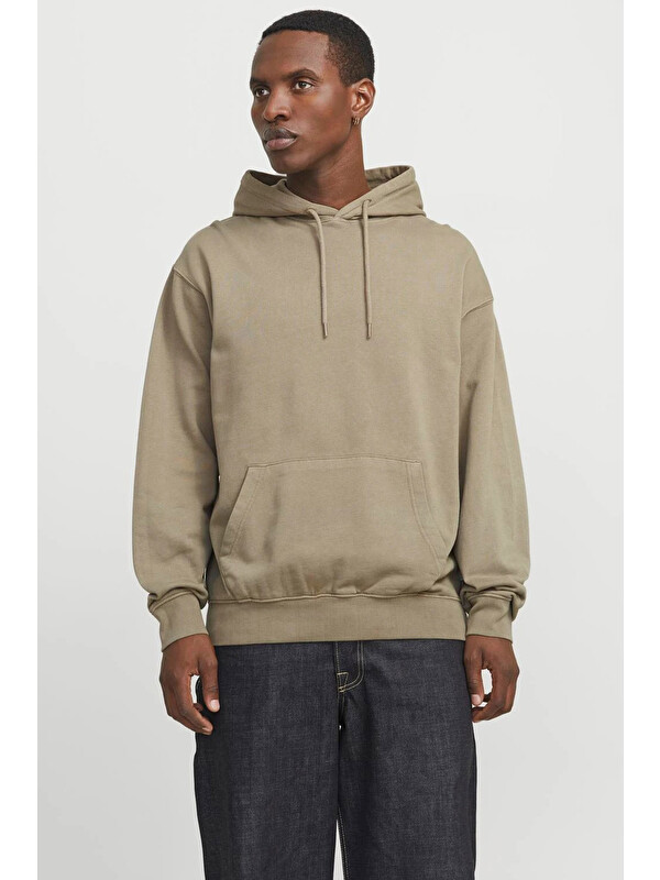 Jack & Jones Essentials Jjecharge Pamuklu Oversize Fit Kapüşonlu Sweat 12268272
