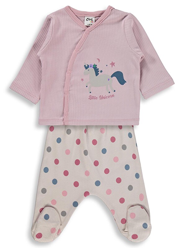 Civil Baby Baskılı 1-9 Ay Pijama Takımı - Pembe