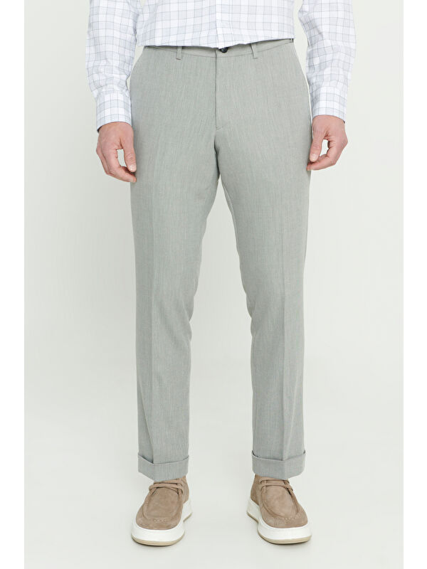Altınyıldız Classics Erkek Haki Comfort Fit Yan Cepli Desenli Beli Lastikli Pantolon