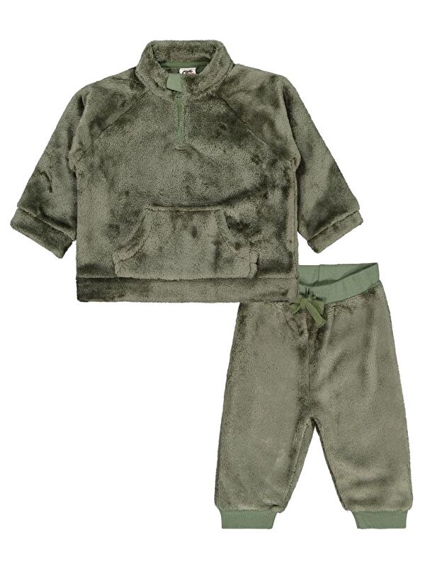 Civil Baby Yarım Fermuar 6-18 Ay Takım - Haki 9-12 Ay