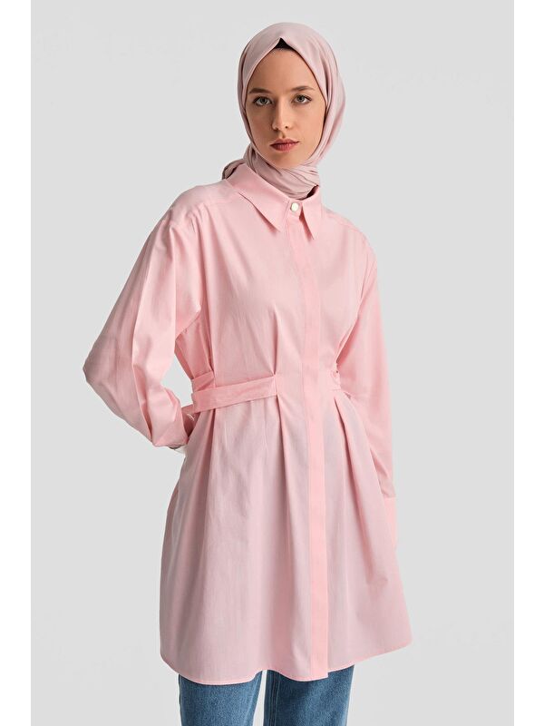 ARMİNE Fiyonklu Naturel Kumaşlı Tunik 24K4300 Pembe
