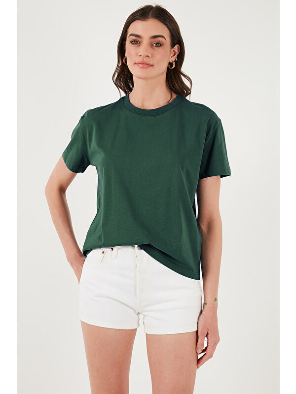 Lela Pamuklu Oversize Fit Bisiklet Yaka Kadın T Shirt 5866097