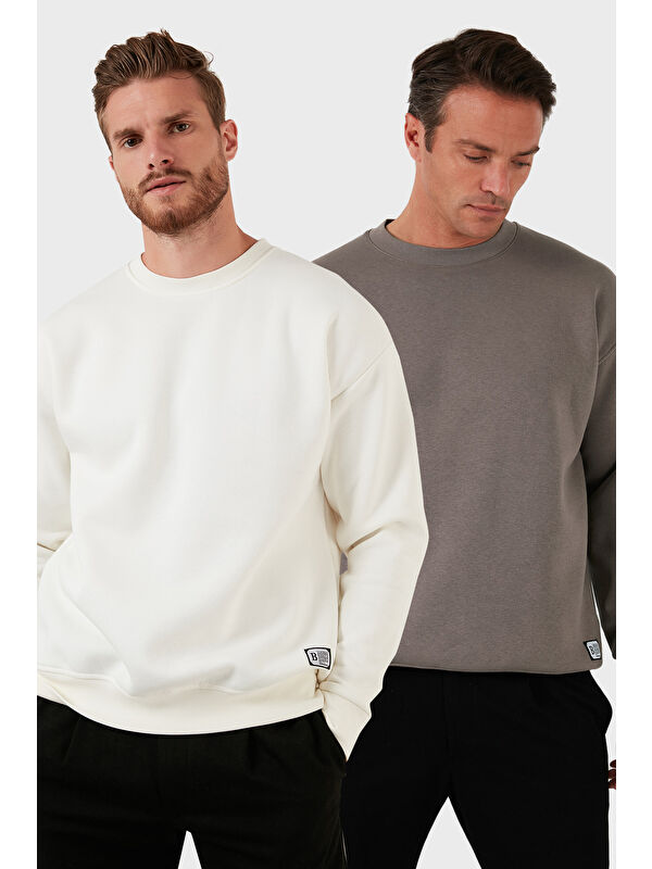 Buratti Regular Fit Bisiklet Yaka Şardonlu 2'li Paket Sweat 5905255S2