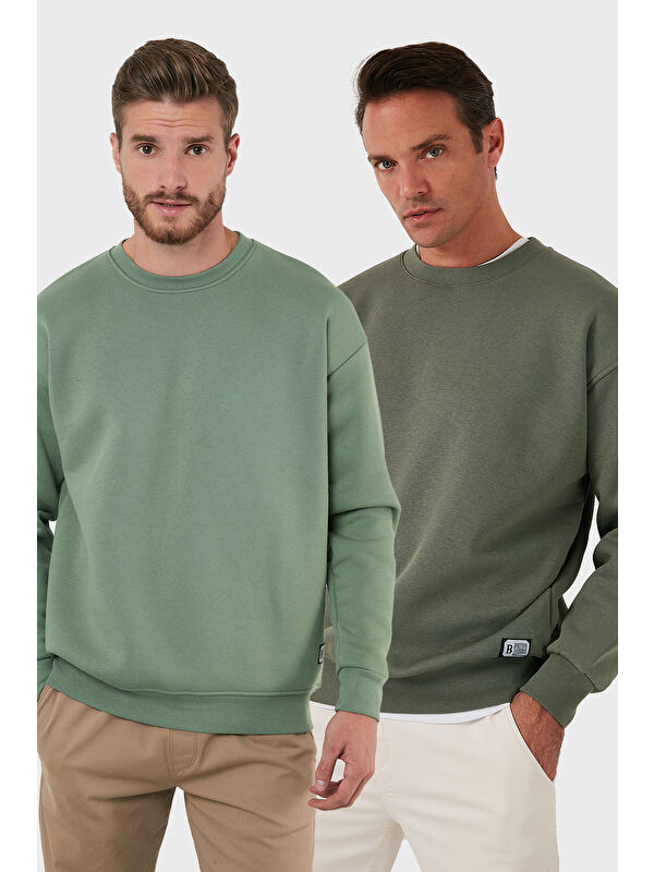 Buratti Regular Fit Bisiklet Yaka Şardonlu 2'li Paket Sweat 5905255S2