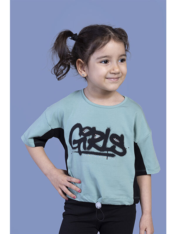 Toontoykids Kız Çocuk Garni Detaylı Baskılı Tişört