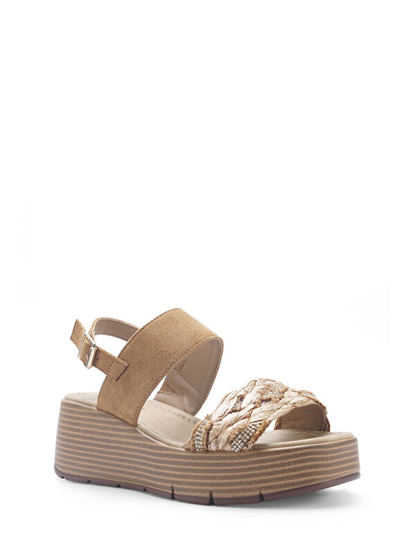 325099.Z 5FX Kahverengi Kadın Dolgu Topuk Sandalet - Görsel 3