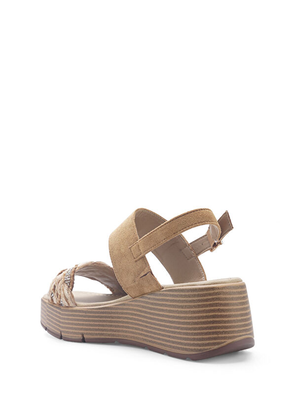 325099.Z 5FX Kahverengi Kadın Dolgu Topuk Sandalet - Görsel 4