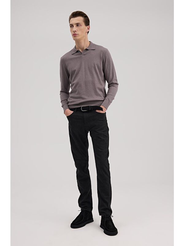JAKAMEN Gül Kurusu Slim Fit Polo Yaka Triko Kazak