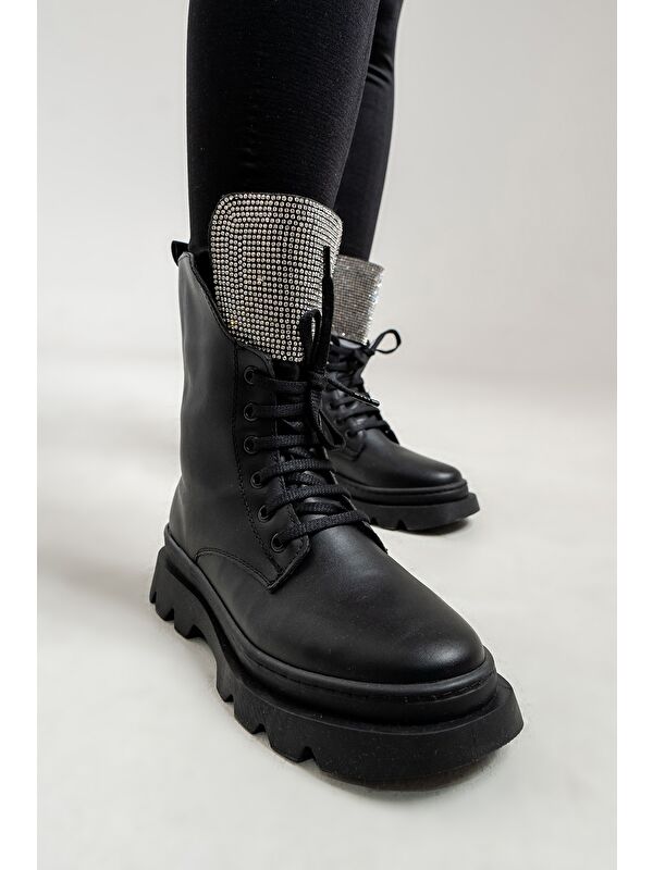 Kız Çocuk Siyah Anatomik Taşlı Günlük Bot - Görsel 3