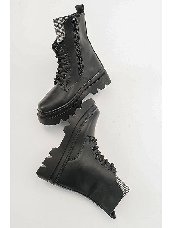 Kız Çocuk Siyah Anatomik Taşlı Günlük Bot - Görsel 4