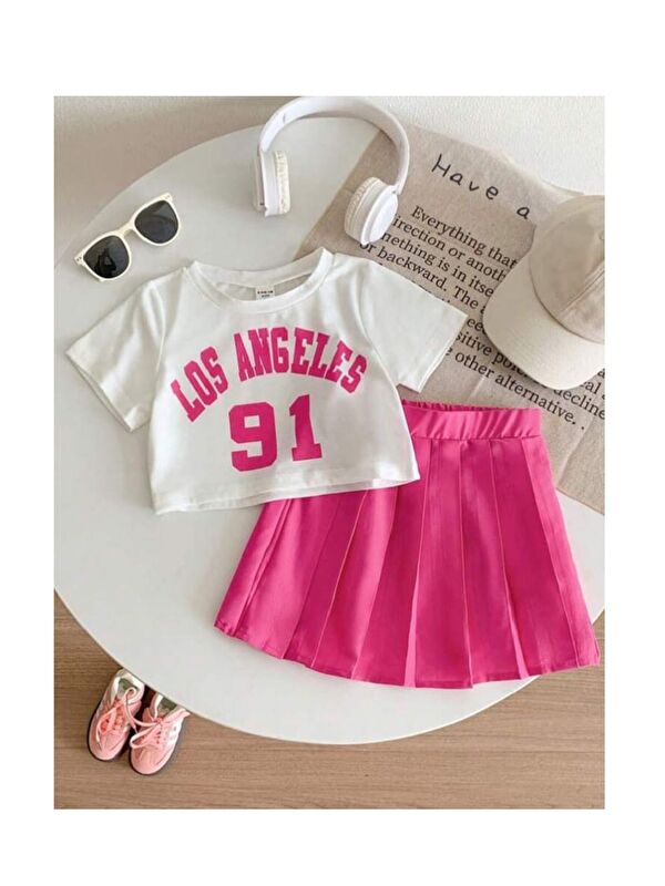 My Kids Wear Pile Etekli Baskılı Kız Çocuk Takım