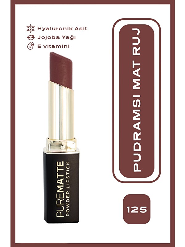GOLDEN ROSE Pure Matte Powder Lipstick No: 125 - Pudralı Mat Ruj