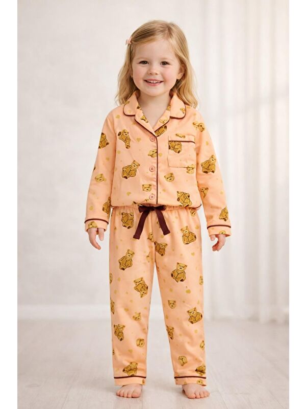 Katia And Bony Kız Çocuk Teddy Desenli 3D Kutulu Pijama Takımı