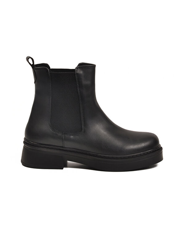 Siyah Cilt Kolay Giyilebilir Polarlı Kaymaz Kadın Chelsea Bot 209134 Z - Görsel 3