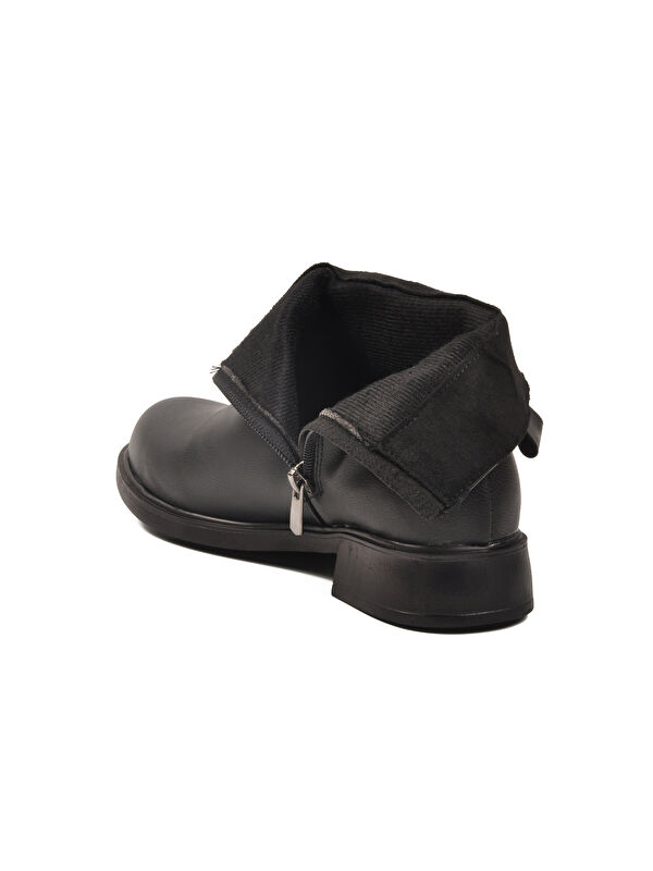 Siyah Cilt Fermuarlı Kaymaz İçi Polarlı Kadın Bot 209144 Z - Görsel 5