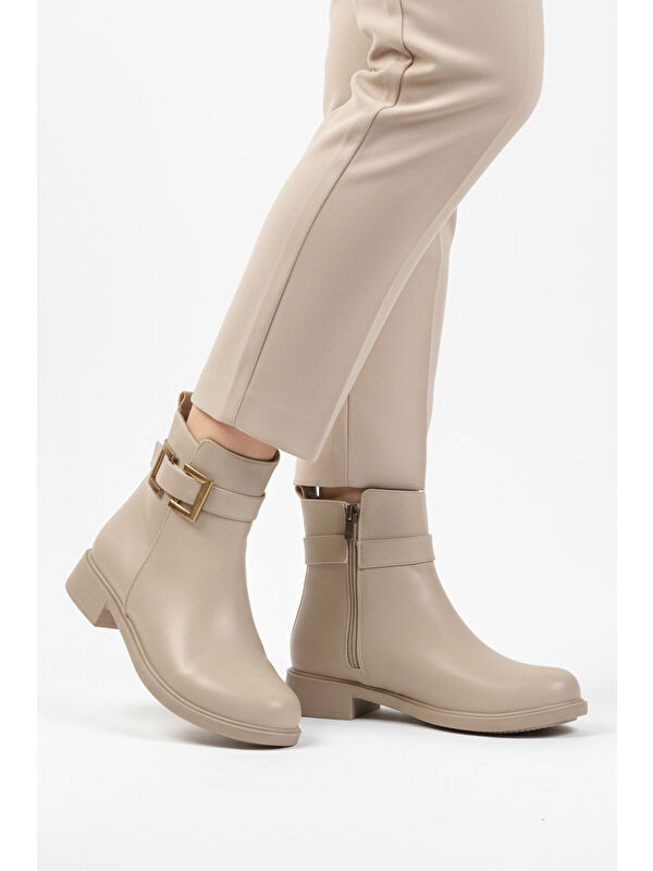 Bej Cilt Fermuarlı Kaymaz İçi Polarlı Kadın Bot 209144 Z - Görsel 2