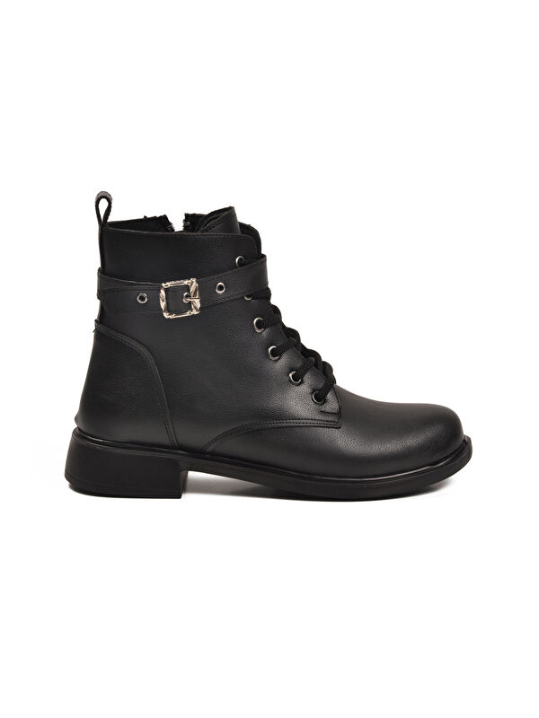 Siyah Cilt Kaymaz İçi Polarlı Fermuarlı Kadın Bot 209151 Z - Görsel 3