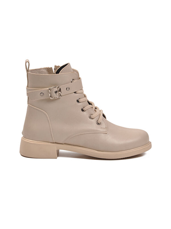 Bej Cilt Kaymaz İçi Polarlı Fermuarlı Kadın Bot 209151 Z - Görsel 3