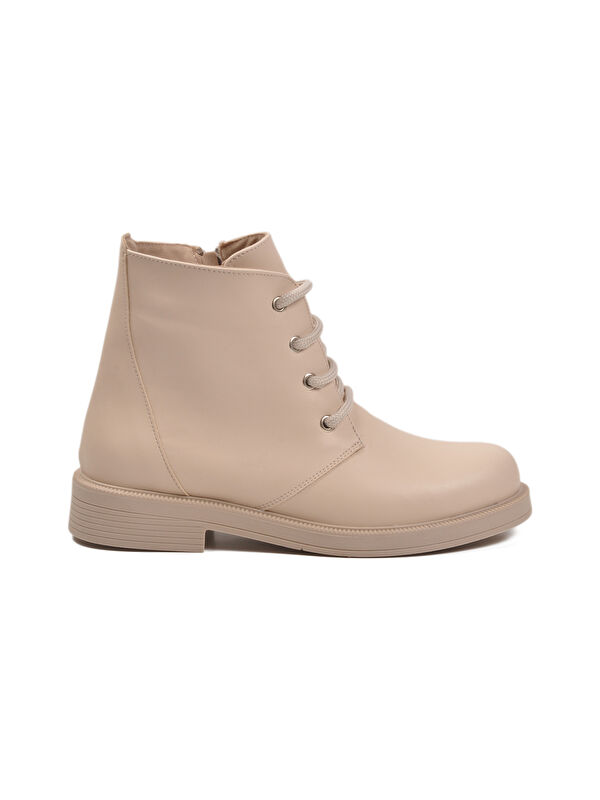 Bej Cilt Bağcıklı Fermuarlı Kaymaz Kadın Bot 284098 Z - Görsel 3