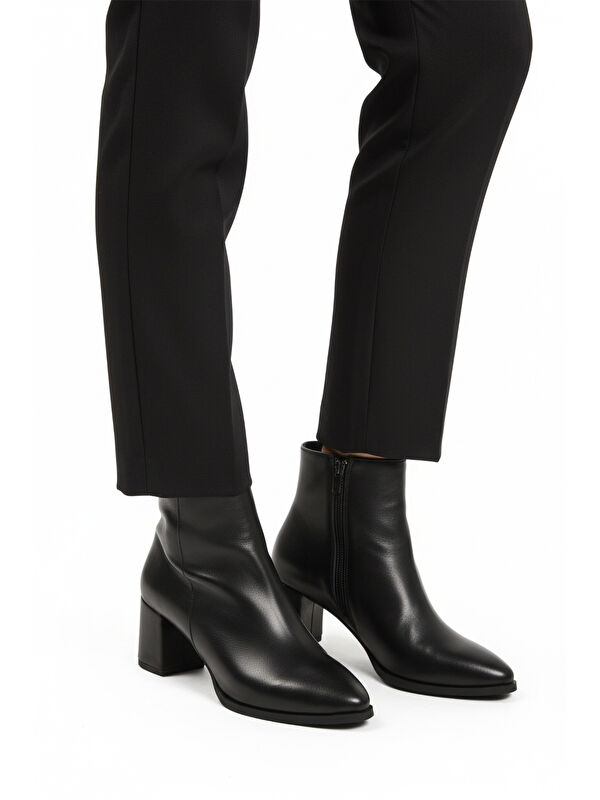 Siyah Cilt Fermuarlı Polarlı Kaymaz Kadın Topuklu Bot 343126 Z - Görsel 2