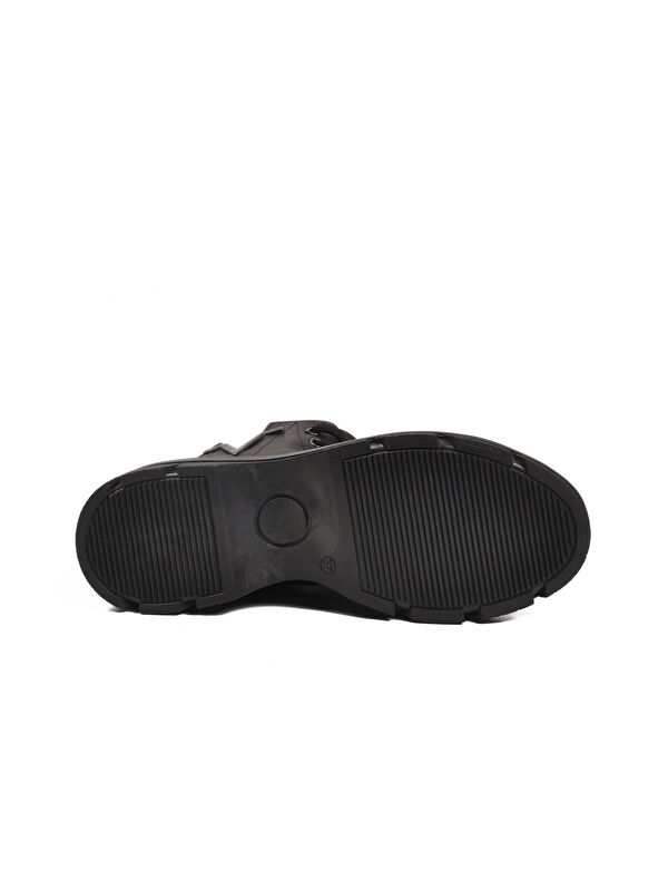 Siyah Cilt Bağcıklı Fermuarlı Polarlı Kaymaz Kadın Bot 351071 Z - Görsel 6