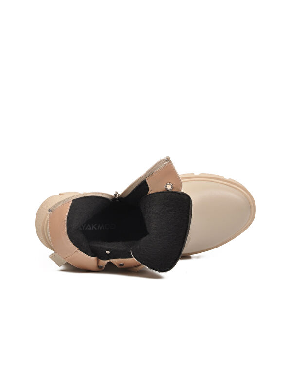 Bej Cilt Bağcıklı Fermuarlı Polarlı Kaymaz Kadın Bot 351071 Z - Görsel 5