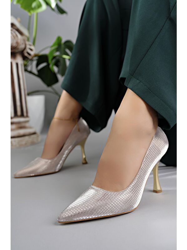 YOWEL Sivri Burun Kadın Topuklu Stiletto Ayakkabı - Görsel 6