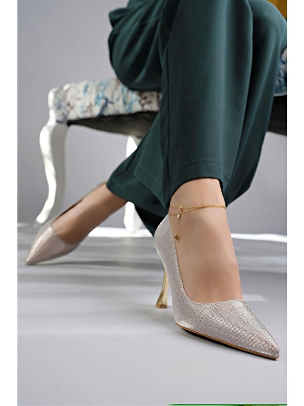 YOWEL Sivri Burun Kadın Topuklu Stiletto Ayakkabı - Görsel 7