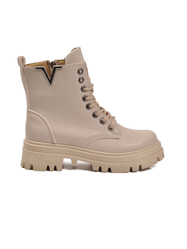 Bej Cilt Bağcıklı Fermuarlı Kaymaz Kadın Bot 514531 Z - Görsel 3