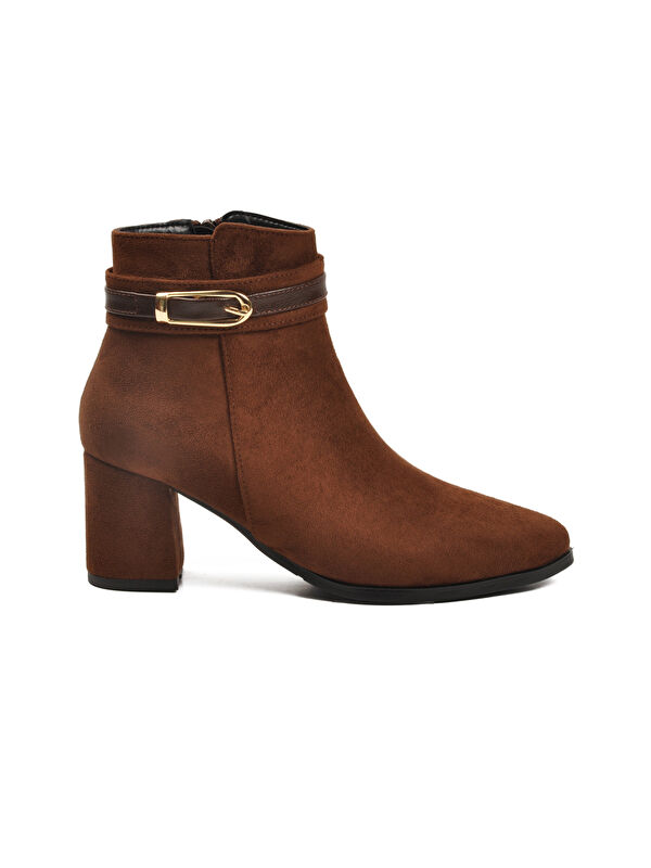 Kahve Süet Fermuarlı İçi Kürklü Kadın Topuklu Bot 547815 Z - Görsel 3