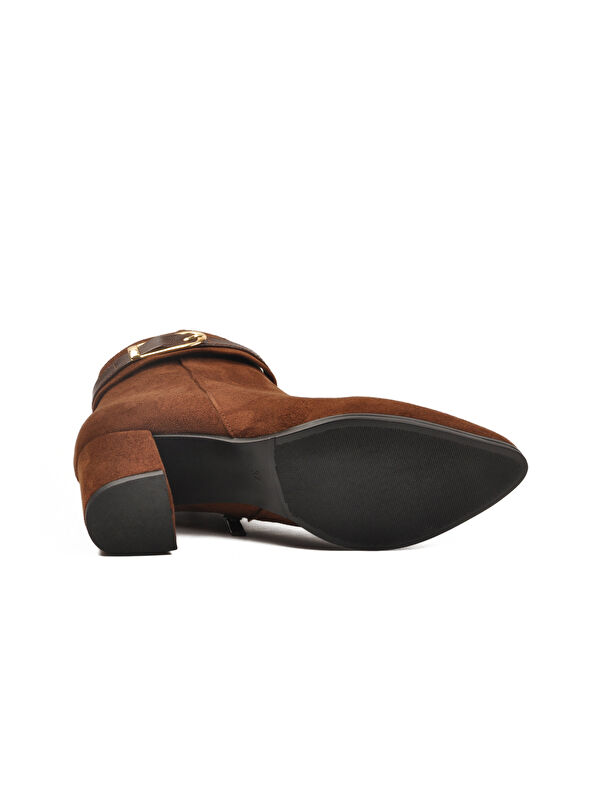 Kahve Süet Fermuarlı İçi Kürklü Kadın Topuklu Bot 547815 Z - Görsel 6