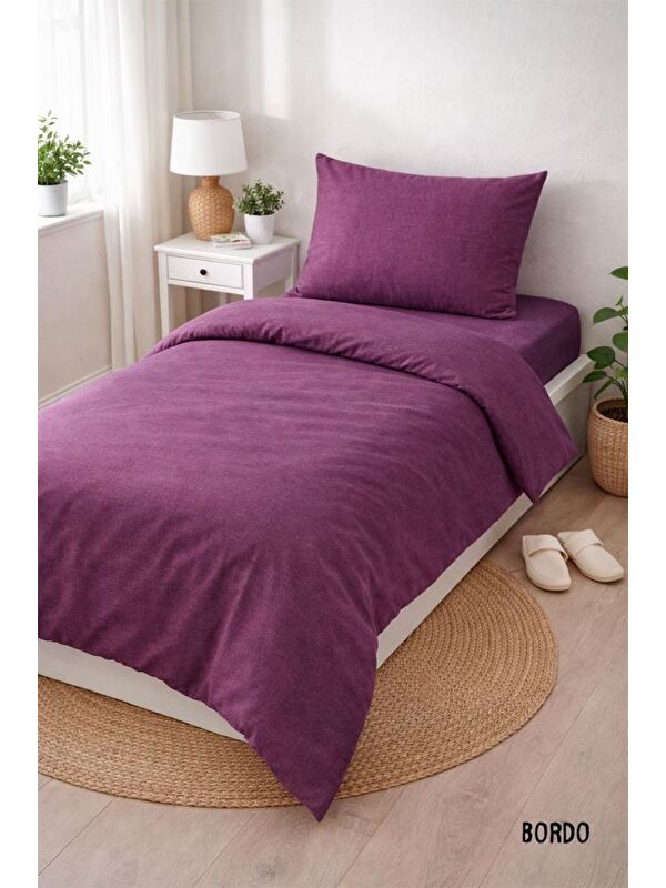 Çeyiz Diyarı Colours Soft Tek Kişilik Nevresim Takımı Bordo